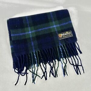 Morrison 100% LAMBSWOOL Plaid Wool Scarf Navy Green Italy
